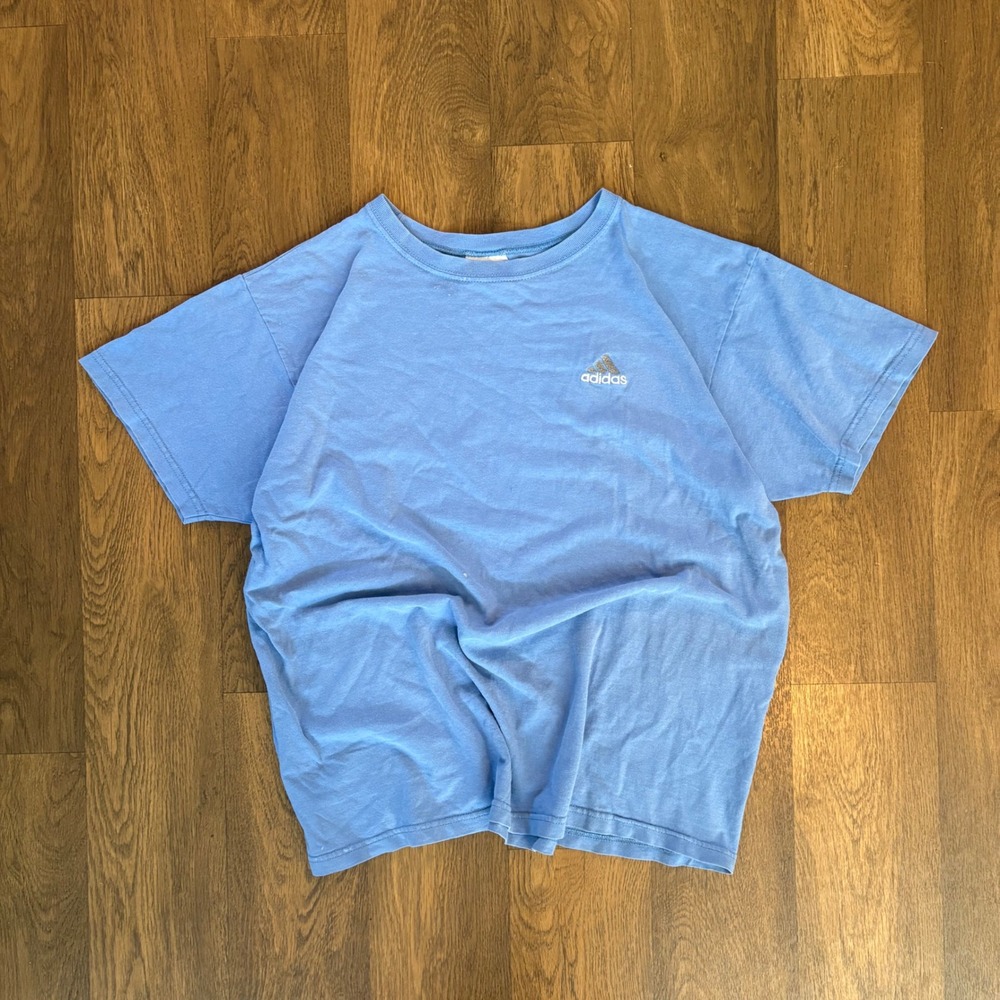 Vintage Y2K Sportswear Adidas Three Stripes Embroidered Carolina Blue T Shirt